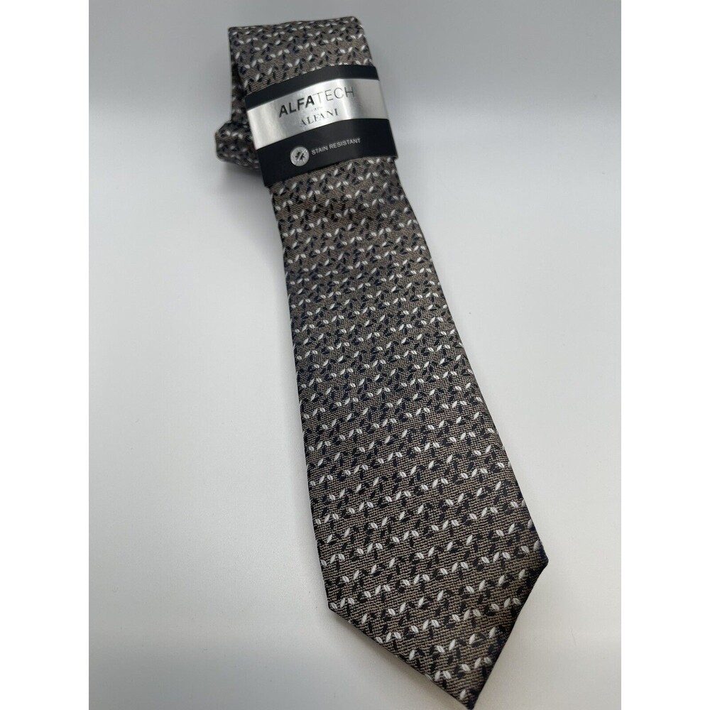ALFATECH BY ALFANI Stain Resistant Thornton Mini Tie In Taupe New
